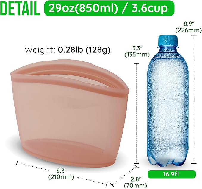 Premium Platinum Silicone Reusable Food Storage Bag 3.6 Cup, Airtight Zip Lock - Image 7