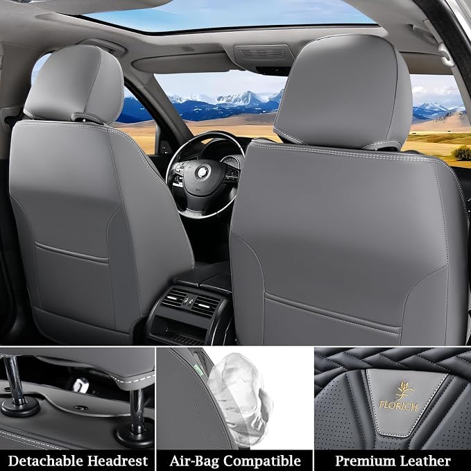 FLORICH Leather Seat Covers, Seat Covers Full Set, Car Seat Protectors 5 Seats - Image 4