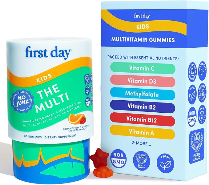 First Day Kids Multivitamin Gummies Age 4+, Strawberry & Orange by FirstDay