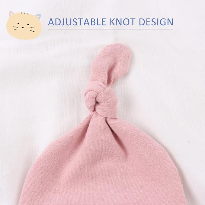 JANGANNSA Newborn Baby Hat Infant Baby Boys Beanie Top Knot Stretchy Hats - Image 2