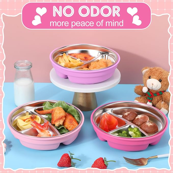 Nuogo 3 Pcs Stainless Steel Baby Suction Plates - Image 5