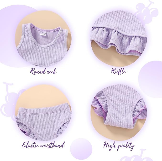 HAPPYMA Baby Swimsuit Toddler Girl Bathing Suit Summer Solid Color Bikini Set - Image 4