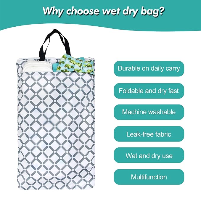 wegreeco Reusable Hanging Wet Dry Cloth Diaper Bag - Image 5