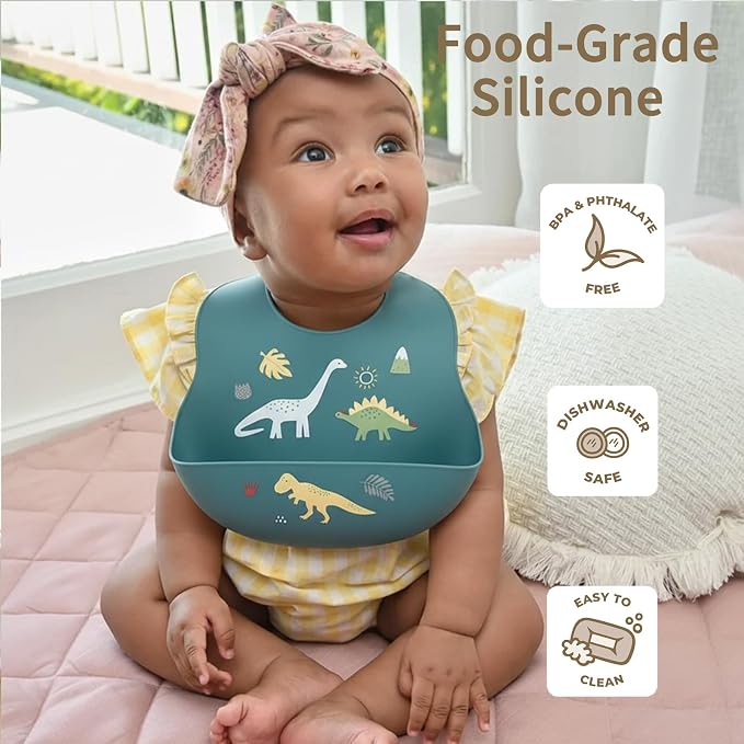 Baby Silicone Bibs 2 Sets Baby Bibs - Image 2