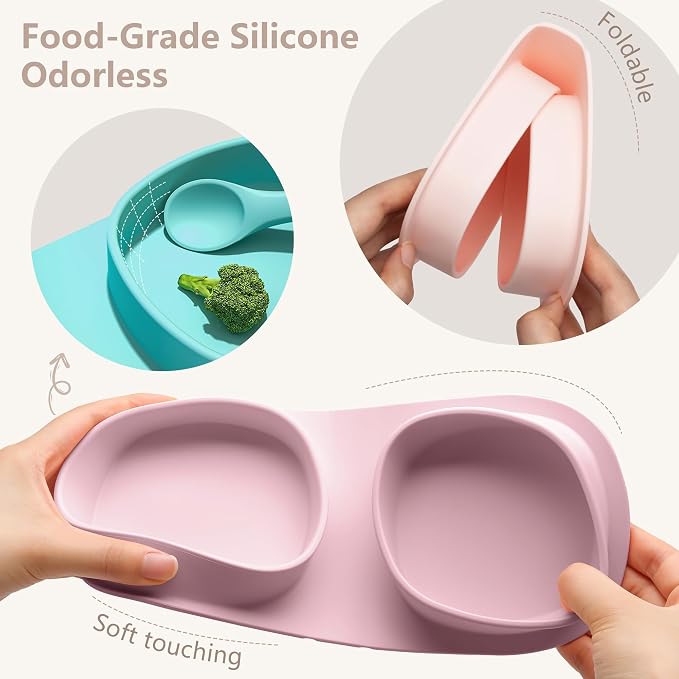 Silicone Foldable Novelty Dinner Plates, Baby Plates Travel Essential - Image 4
