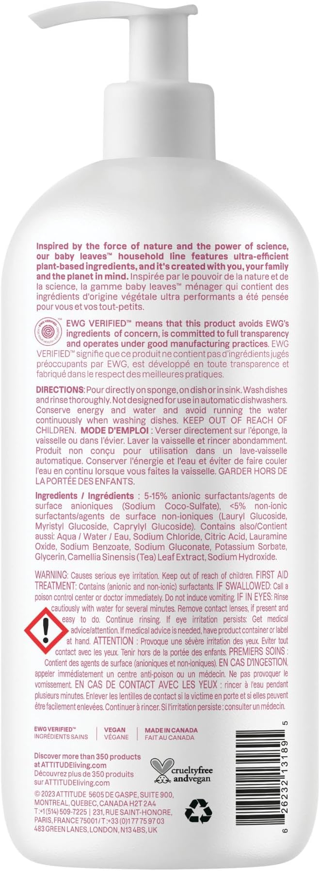 ATTITUDE Baby Dish Soap and Bottle Cleaner, EWG Verified Dishwashing Liquid - Image 9