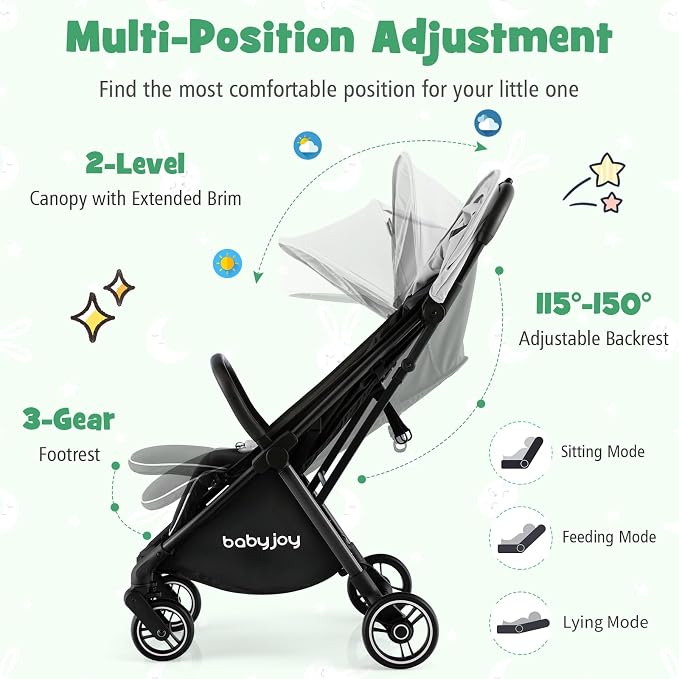 BABY JOY Lightweight Baby Stroller, Compact Travel Stroller - Image 4