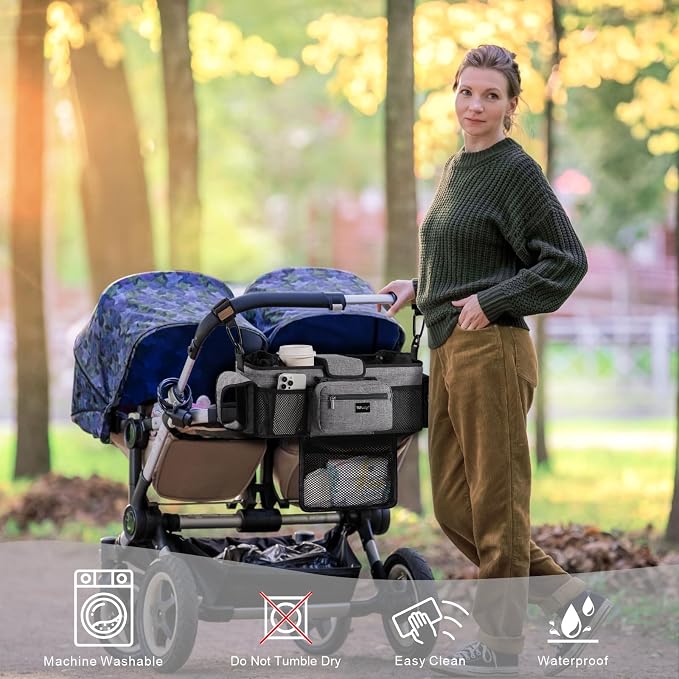 TOPDesign Universal Baby Stroller Organizer, Double Stroller Caddy - Image 2