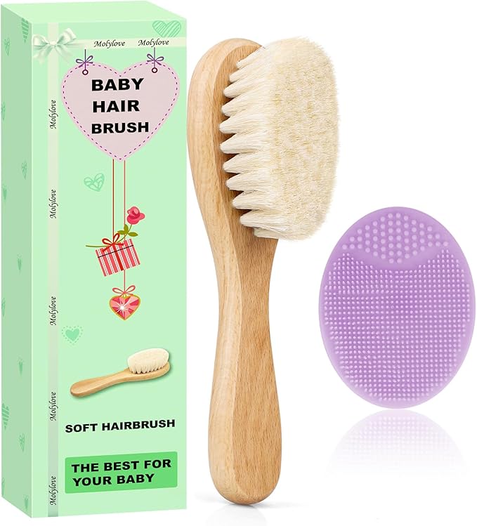 Baby Hair Brush and Purple Cradle Cap Brush Set by Molylove