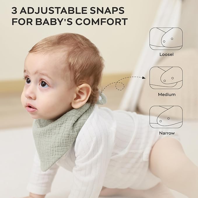 JELLYMONI 10 Pack Muslin Drool Bibs - Image 3