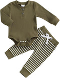 Newborn Baby Boy Girl Clothes Ribbed Knitted Long Sleeve Romper Pants Solid by MABABY