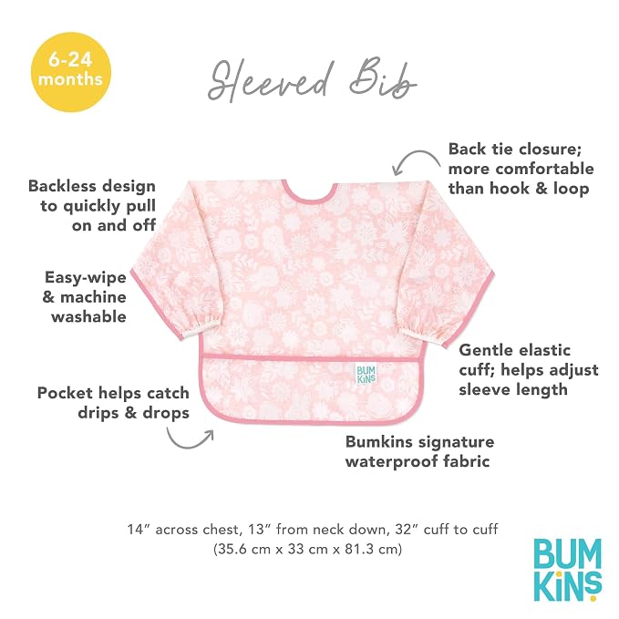 Bumkins Sleeved Bib for Girl or Boy, Baby and Toddler for 6-24 Mos, Essential - Image 5