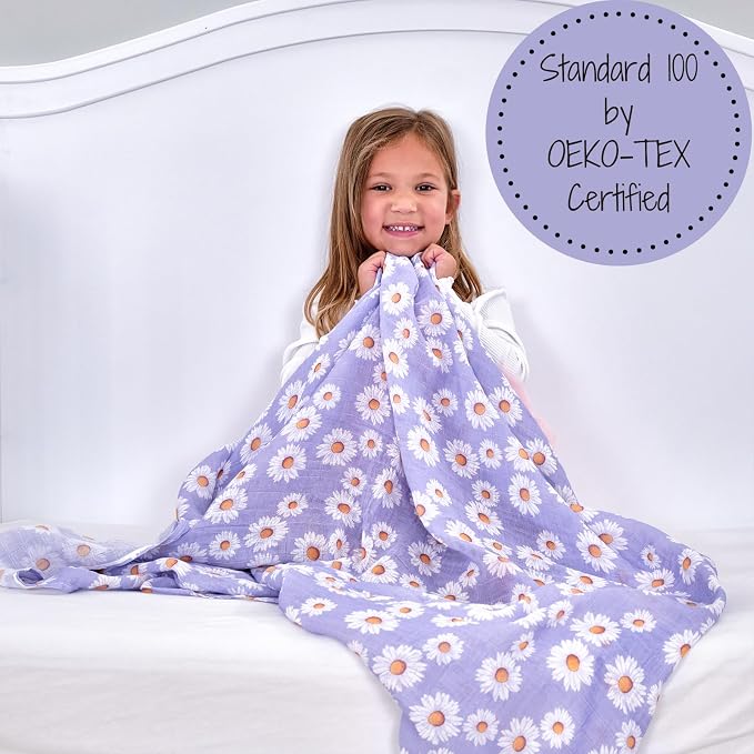 LollyBanks Baby Blanket, 100% Cotton Muslin Swaddle Blanket, Soft Baby Girl - Image 3