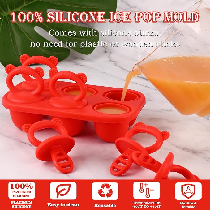 Sakolla Baby Popsicle Molds Mini 6-Cavity Silicone Ice Pop Mold - Image 2