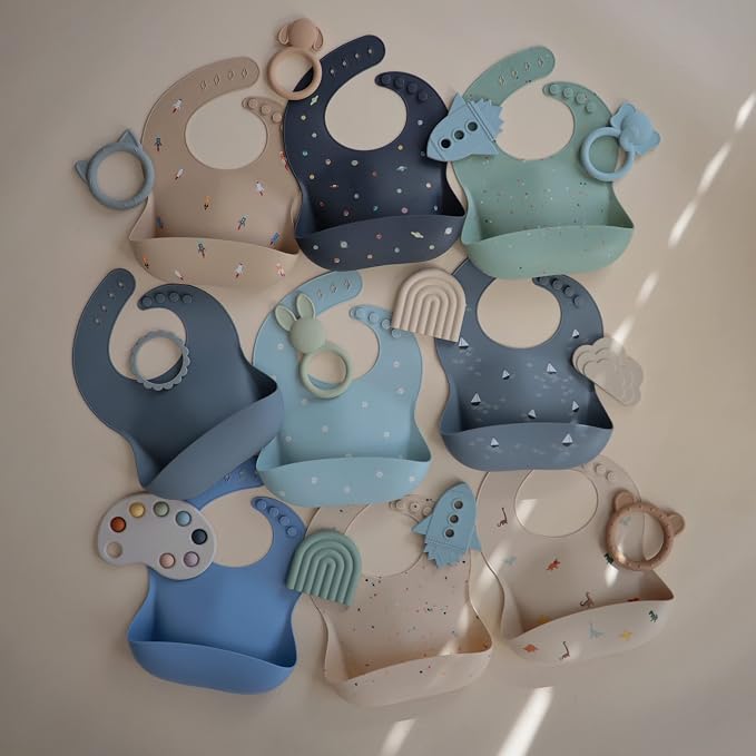 mushie Silicone Baby Bib | Adjustable Fit Waterproof Bibs - Image 7