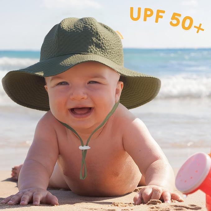HONGTEYA Baby Sun Hat Toddler Girl Beach Hat Adjustable Outdoor Summer Hat UPF - Image 2