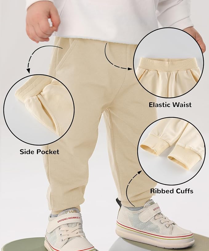 GFQLONG 2/3 Pack Toddler Pants Sweatpants Boys Cotton Joggers, Athletic Pull on - Image 3