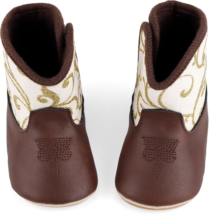 MK MATT KEELY Leather Western Boots Cowboy Bootie Soft Sole Non-Slip Crib Shoes - Image 6