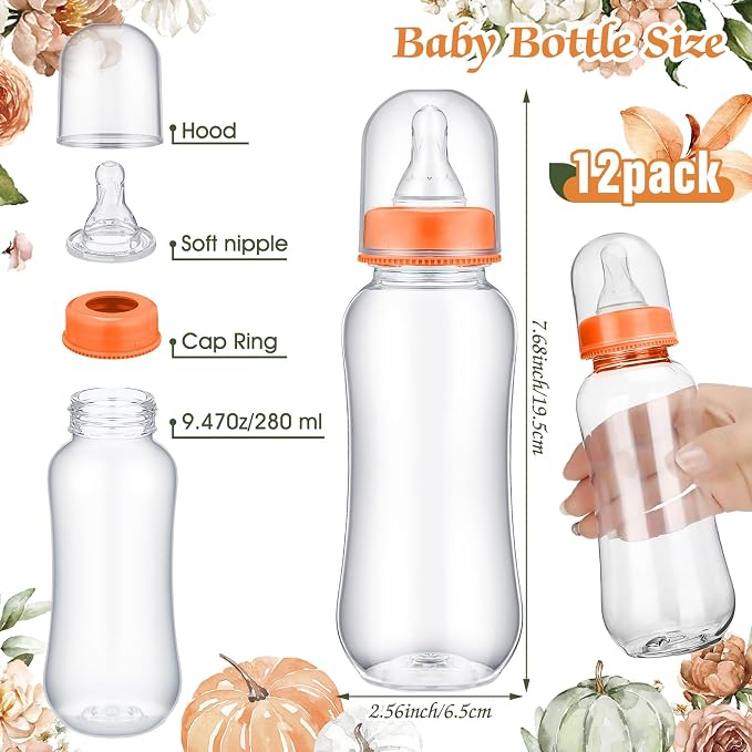 TrelaCo Little Pumpkin Cool Baby Shower Games Wooden Bottle Chug Sign Rustic - Image 3