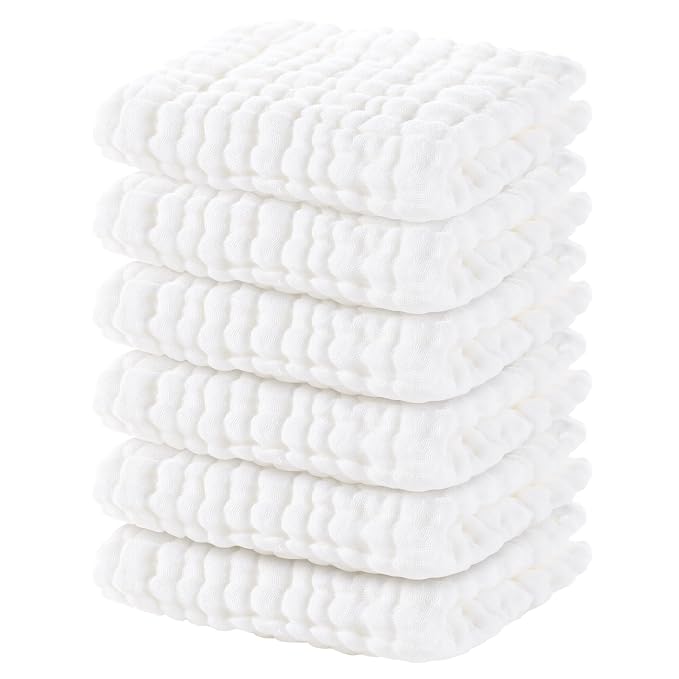 Yoofoss Muslin Baby Washcloths 100% Cotton Face Towels 6 Pack Wash Cloths by YOOFOSS