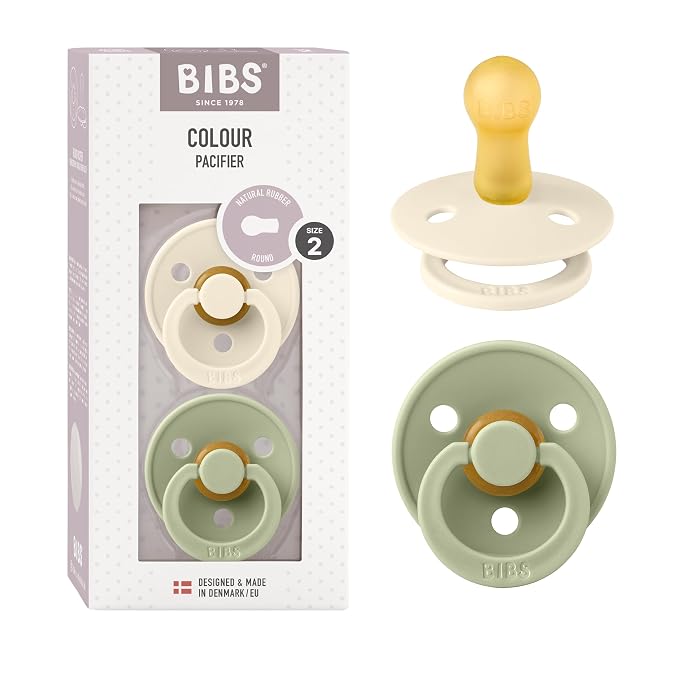 BIBS Pacifiers Colour Collection | Natural Rubber Baby Pacifier | Round Nipple by BIBS