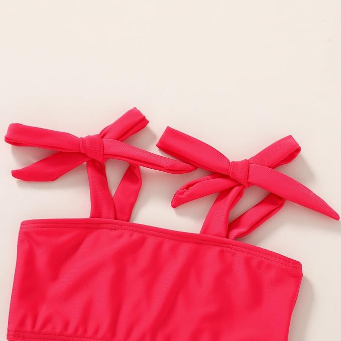 YOUNGER TREE Toddler Girls Two Pieces Swimsuit Color Block Stripe Swimwear - Image 4