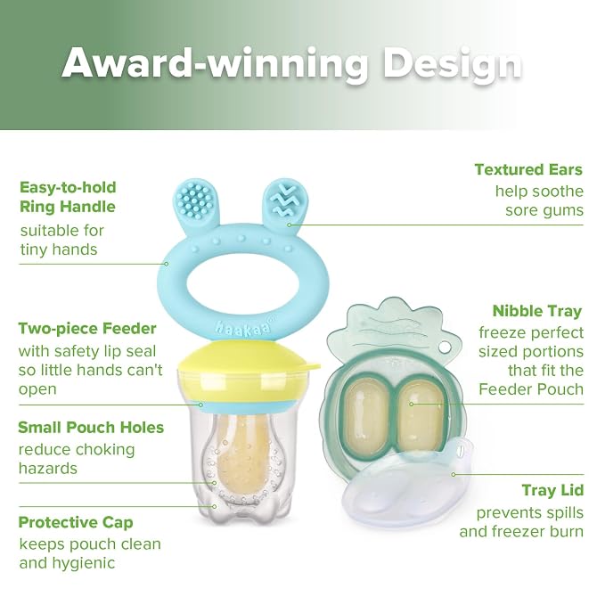 Haakaa Baby Fruit Food Feeder & Mini Freezer Nibble Tray Combo, Breastmilk - Image 4