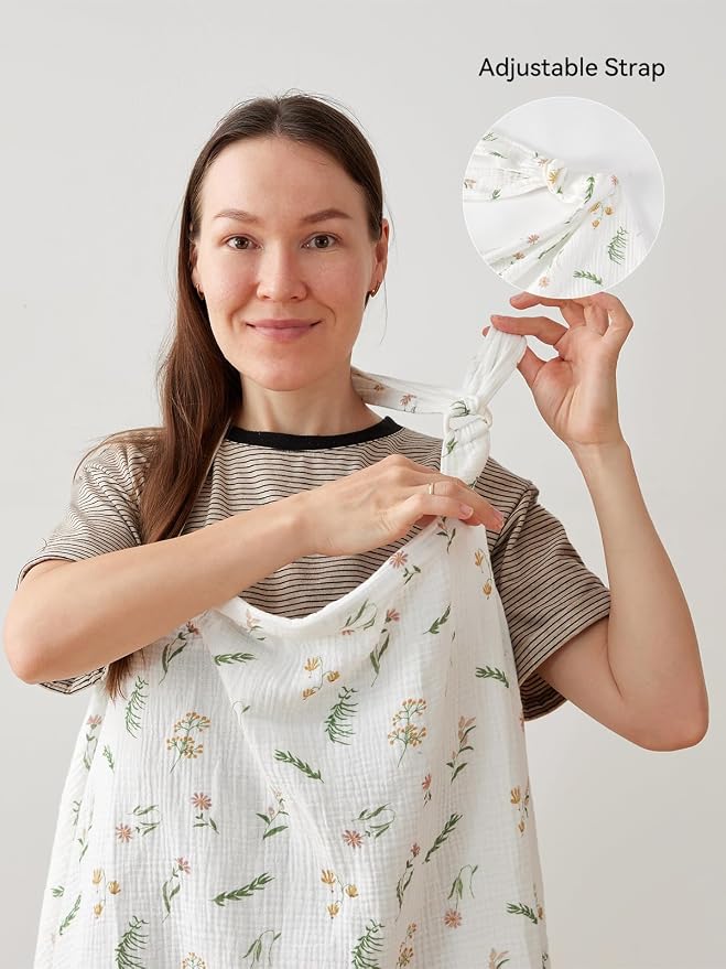 TILLYOU Muslin Nursing Cover for Baby Breastfeeding, 100% Cotton Breathable - Image 5