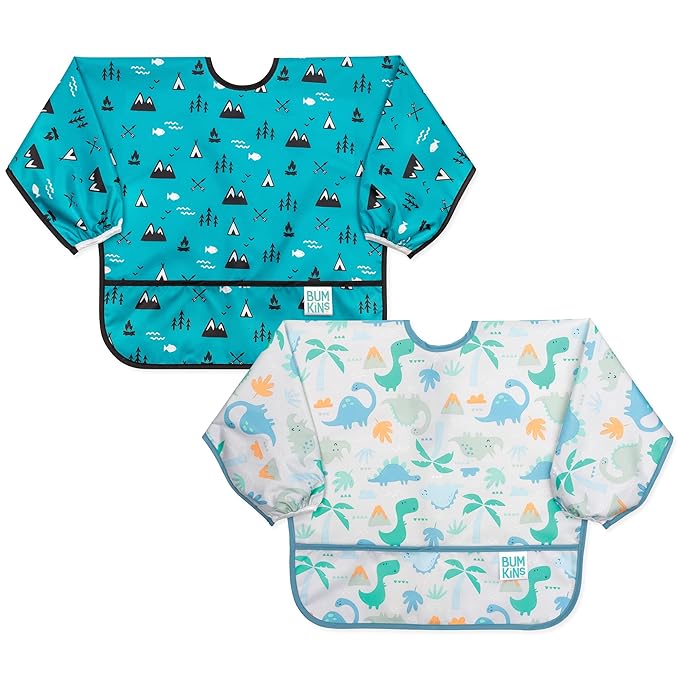 Bumkins - Sleeved Bib - For Boys & Girls, Babies & Toddlers 6-24 Months - by Bumkins