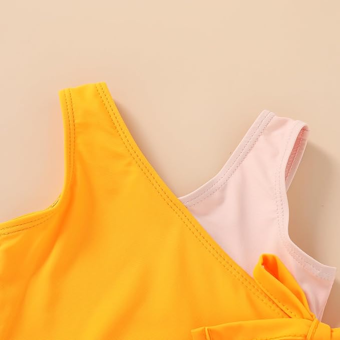 Happy Town Toddler Swimsuit Girl One Piece Bathing Suit Color Block Swimwear - Image 3