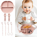 Baby Plates with Suction Silicone Baby Spoons Divided Baby Plates Silicone Baby by YIVEKO