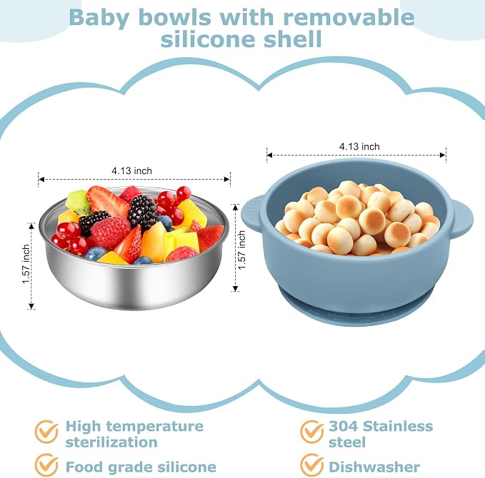 2 Pack Stainless Steel Baby Bowls - Image 4