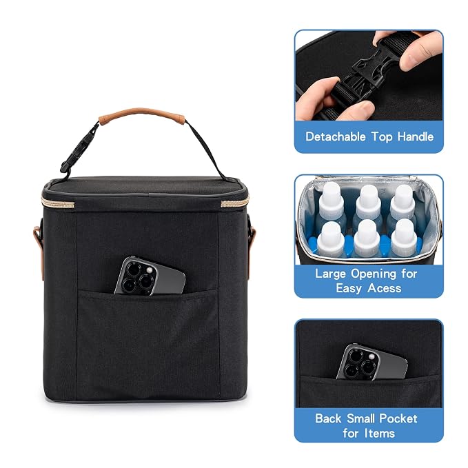 Breastmilk Cooler Bag with Ice Pack Fits 6 Baby Bottles Up to 9 Ounce, Baby - Image 4