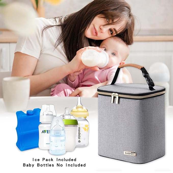 Breast Milk Cooler Bag with Ice Pack Fits 4 Baby Bottles Up to 9 Ounce - Image 6