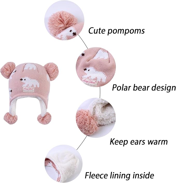 LANGZHEN Toddler Kids Infant Winter Hat, Earflap Knit Warm Cap Fleece Lined - Image 4