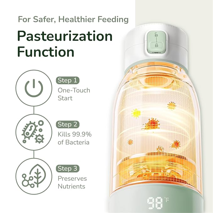 Portable Milk Warmer for Travel, Pasteurization Mode, 17 oz Capacity, 3 Min - Image 2