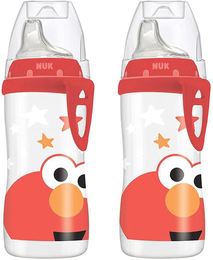 NUK Elmo Active Cup, 2 Pack – BPA Free, Spill Proof Sippy Cup by NUK