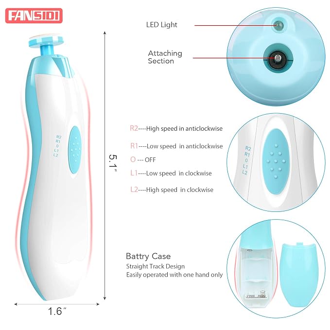 Baby Nail Clippers, FANSIDI Safe Baby Nail Trimmer Baby Nail File Electric - Image 3