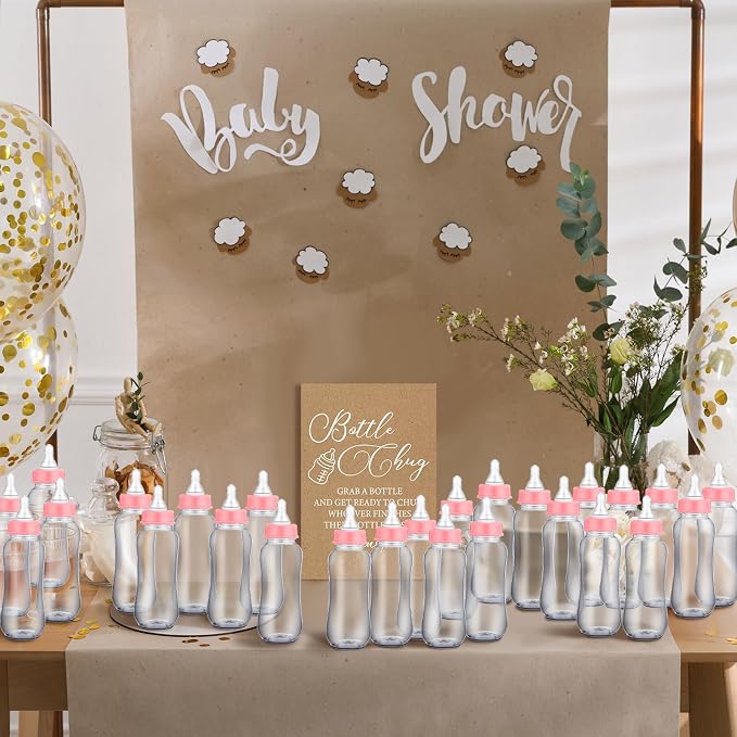 TrelaCo Cool Baby Shower Games Wooden Bottle Chug Sign Rustic Theme Gift Sets - Image 5