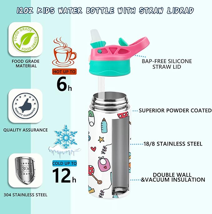 Kids Sublimation Tumbler, 12oz Sublimation Water Bottle Blanks, Straight - Image 3