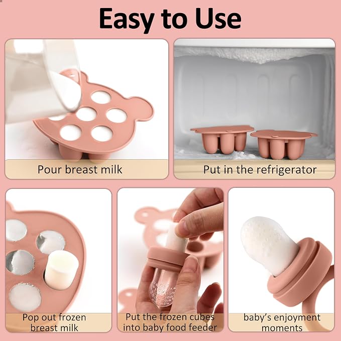 JEXFUN Baby Breastmilk Popsicle Molds & Baby Fruit Food Feeder Pacifier Combo - Image 3