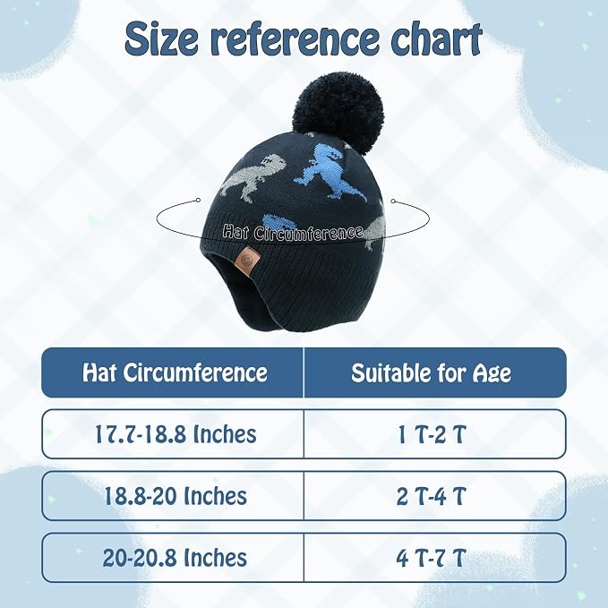 Duoyeree Kids Beanie Hat for Boys Girls Pom-pom Kint Hats Cozy Lining Winter - Image 6