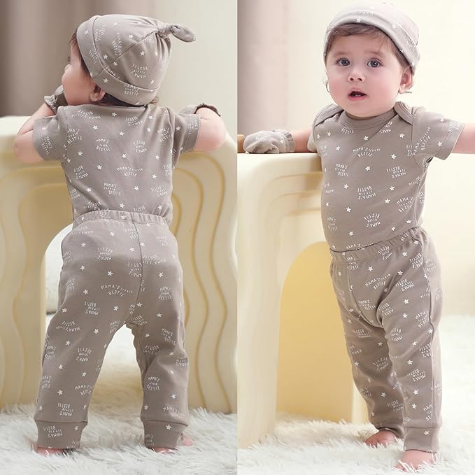 Baby Bodysuit and Pant Set 10-pcs Cotton Soft Newborn Boy Girl Clothes Outfits - Image 3