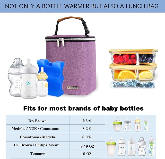 Breast Milk Cooler Bag with Ice Pack Fits 4 Baby Bottles Up to 9 Ounce - Image 3