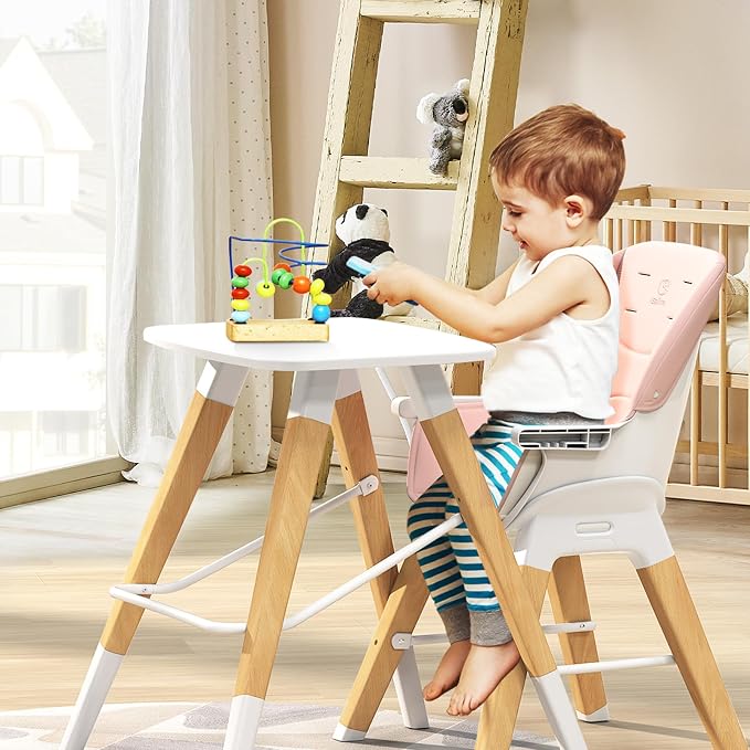 8 in 1 Highchair, Convertible Wooden Baby High Chair - Image 6