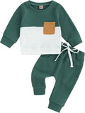 Toddler Baby Boy Fall Clothes Waffle Outfit Long Sleeve Color Blocking by Fufuriprefer