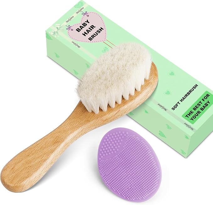 Baby Hair Brush and Purple Cradle Cap Brush Set - Image 2