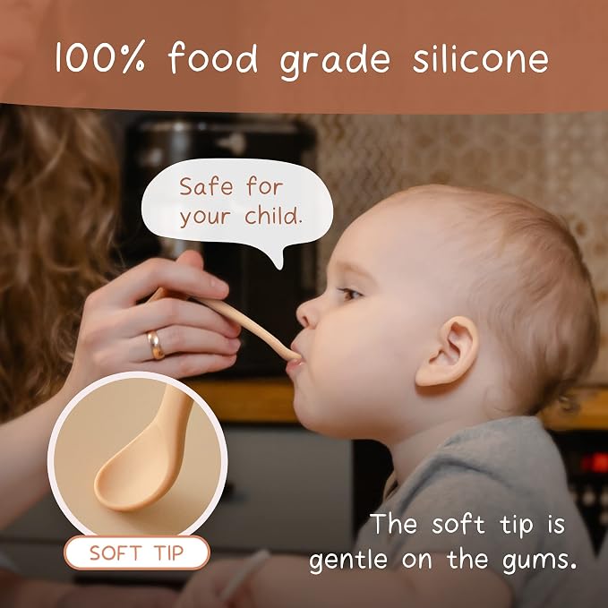 Moonkie Silicone Baby Spoons Set of 4, Two Sizes Feeding Spoon - Image 4