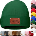 Custom Baby Beanies Personalized Toddler Winter Hats Name Leather Patch Kids by Unknown
