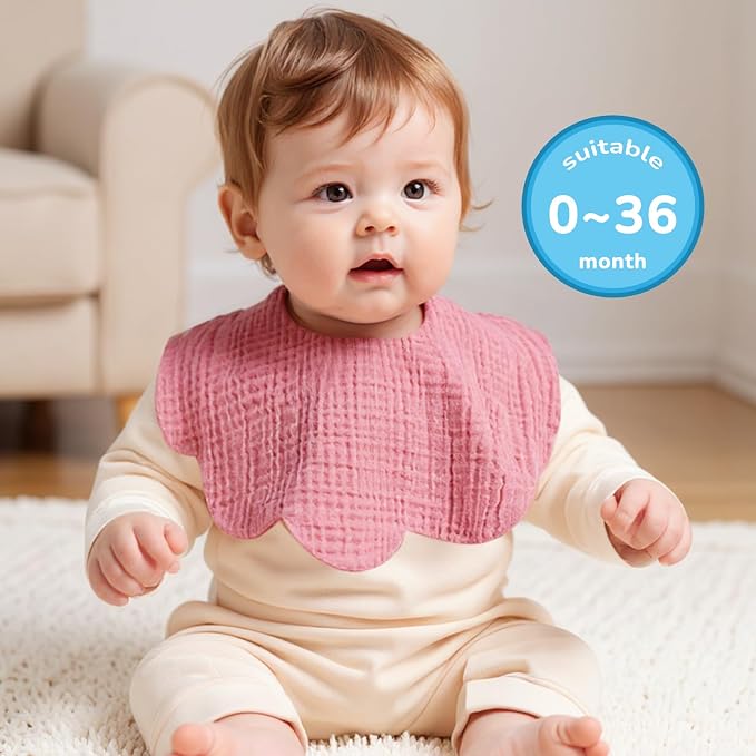 EllieHouse Baby Bibs for Girls Boys 10Pack Muslin Drool Teeth Drooling Teething - Image 2